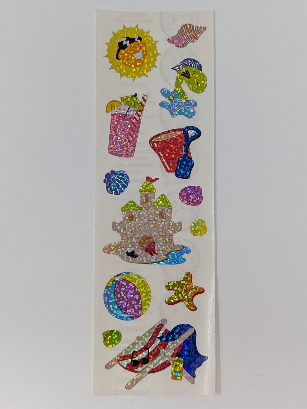 Sandylion Stickers Holographic Beach Sun Sandcastle & Seashells Vintage